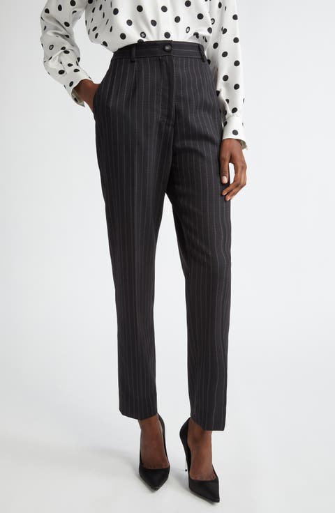 Pinstripe Tailored Wool Pants