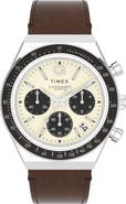 Timex® Q Timex Chronograph Leather Strap Watch, 40mm