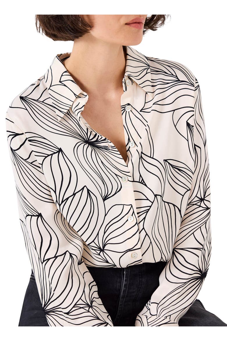 Floral Print Satin Shirt, Alternate, color, Cream