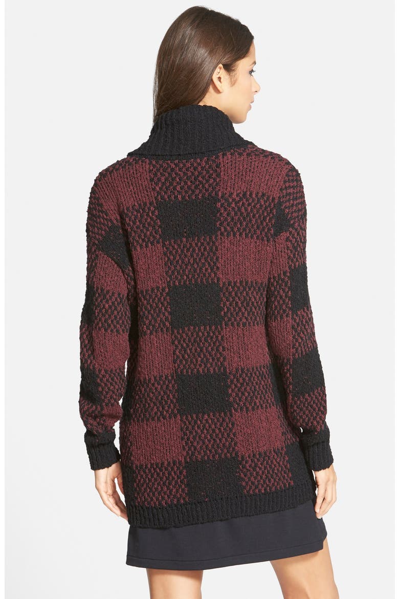 Plaid Open Cardigan, Alternate, color, BURGUNDY STEM LENNIE BUFFALO