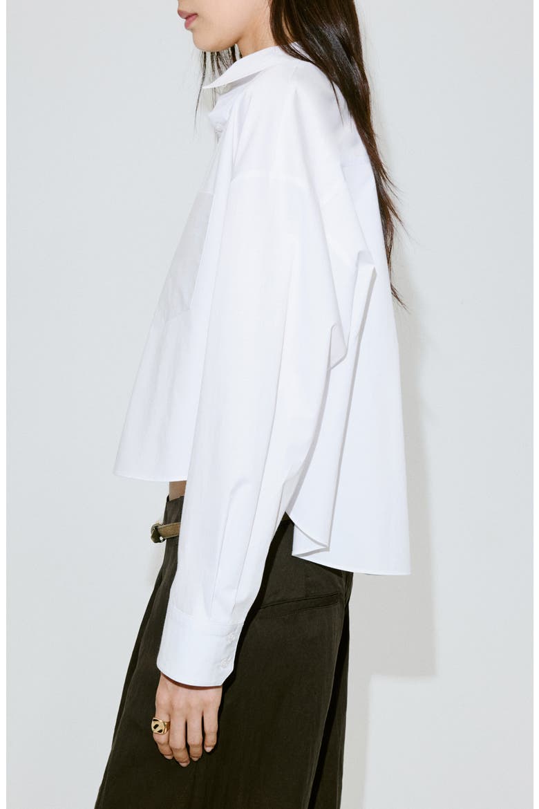 Crop Button-Up Shirt, Alternate, color, OFF WHITE