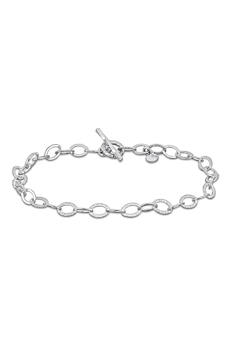Textured Oval Link Bracelet, Main, color, SILVER