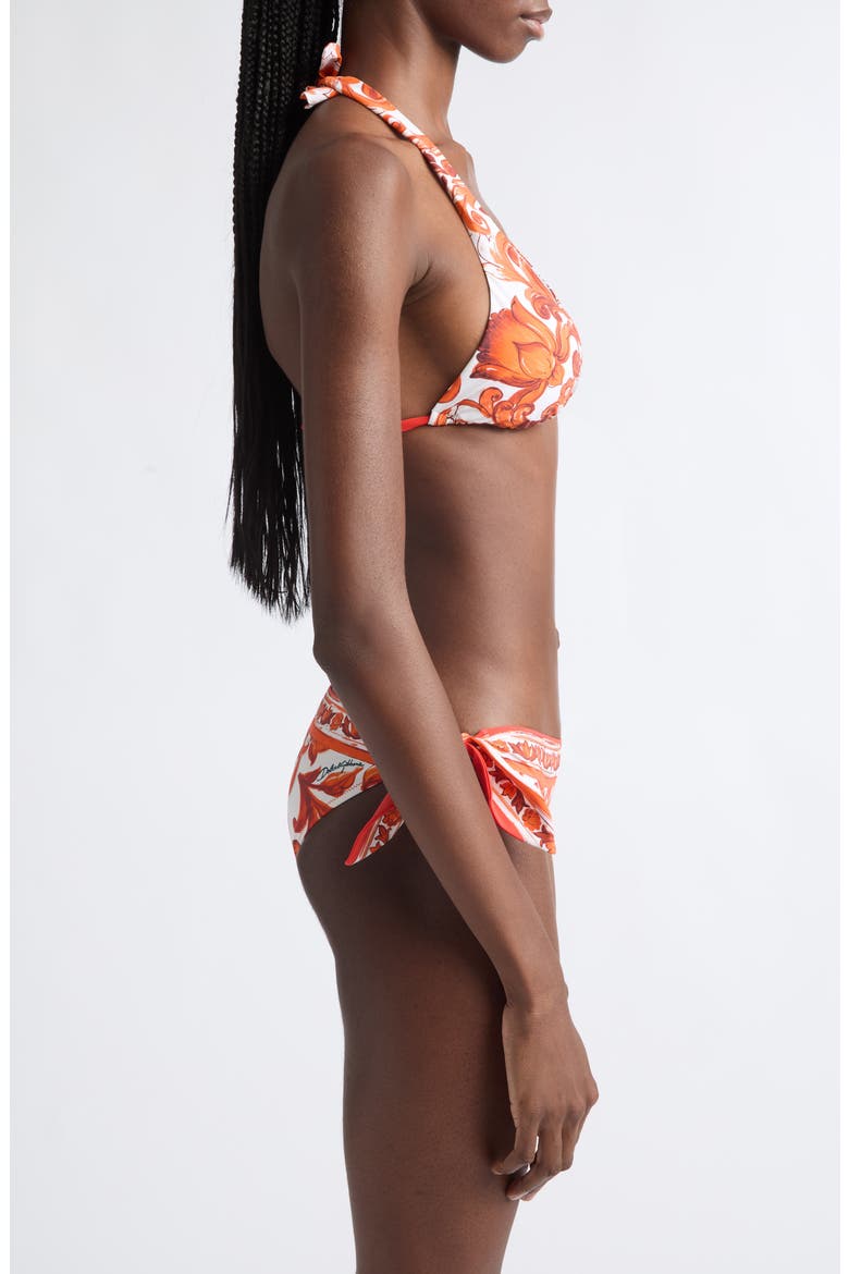 Majolica Print Triangle Two-Piece Swimsuit, Alternate, color, IH3TN MAJOLICA 6 ORANGE