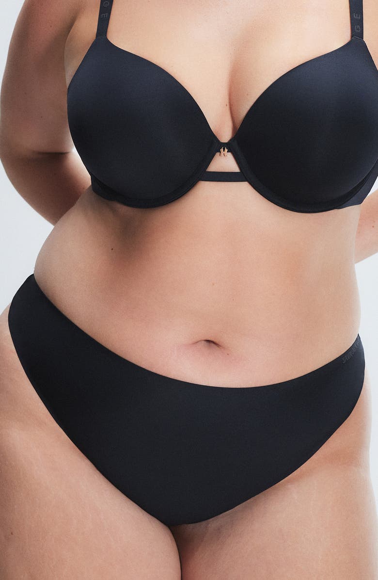 SAVAGE X FENTY Microfiber No-Show Thong, Alternate, color, Black Caviar