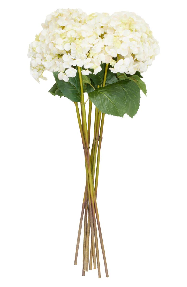 SONOMA SAGE HOME Set of Eight White Hydrangea Artificial Flowers, Alternate, color, White
