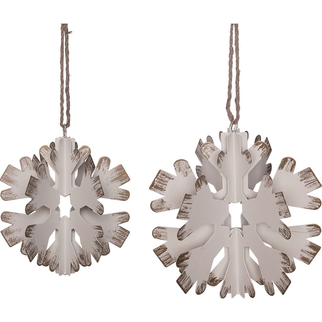Transpac White Metal Snowflake Ornaments Set Of 2 Elegant Hanging Decor