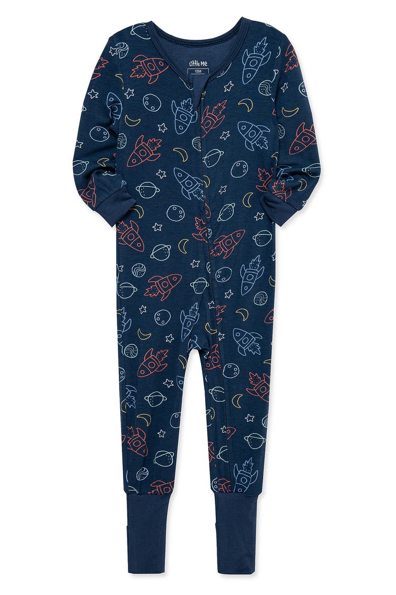 Kids' Space One-Piece Pajamas, Alternate, color, BLUE