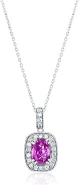SOUZANA by Suzy Levian 14K Gold Pink Sapphire & White Diamond Halo Pendant Necklace