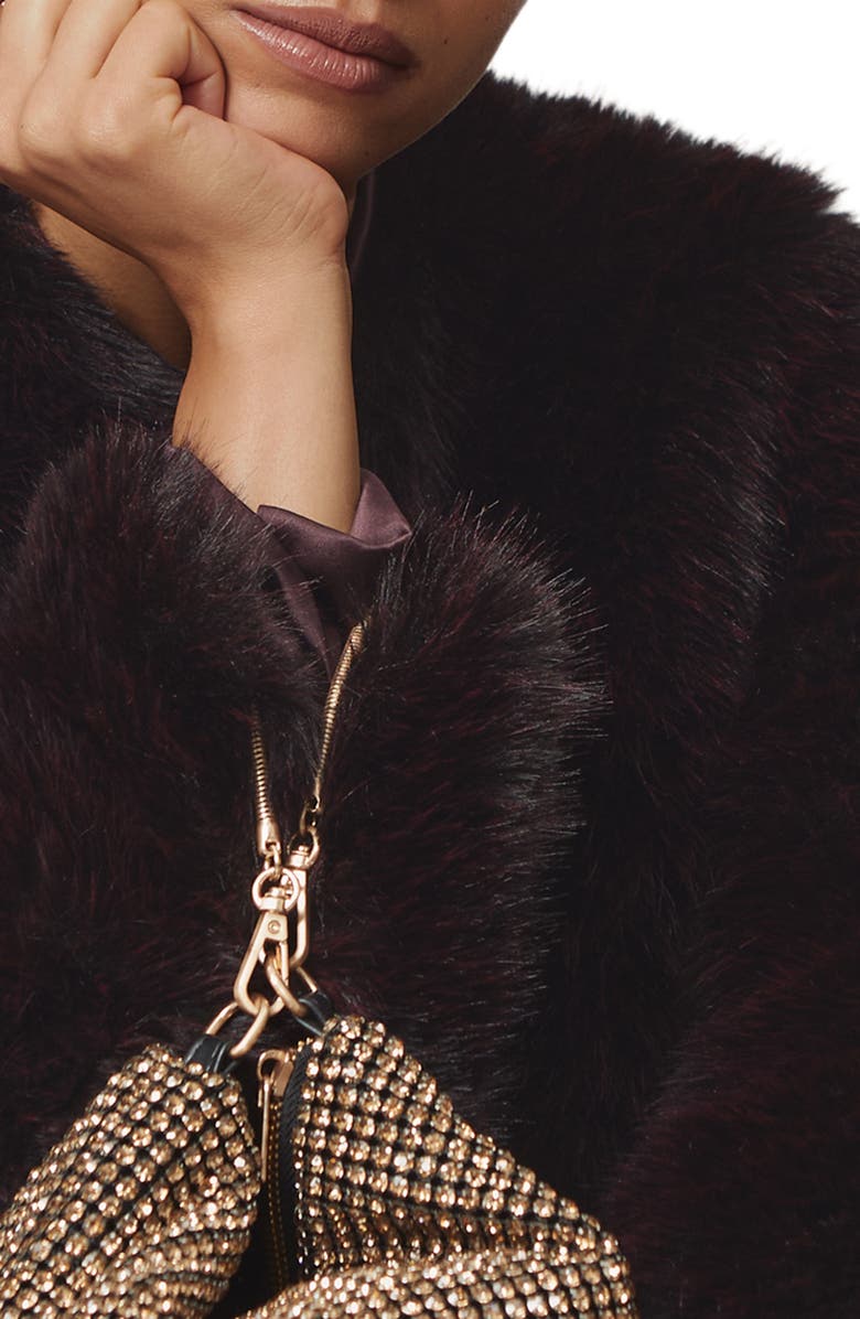 Reiss Marco Faux Fur Jacket, Alternate, color, Marco Burgundy