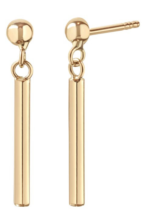 14K Gold Linear Drop Earrings