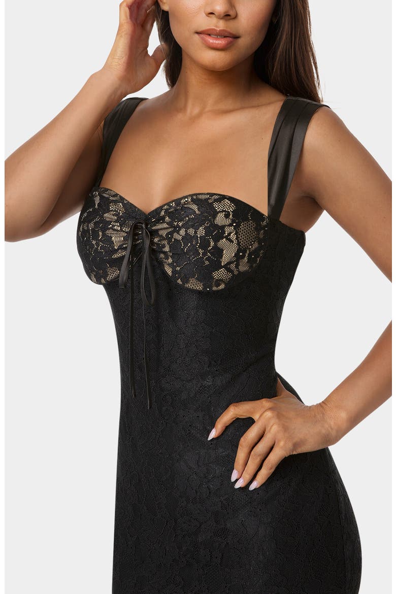 Lace Maxi Dress, Alternate, color, BLACK/ NUDE