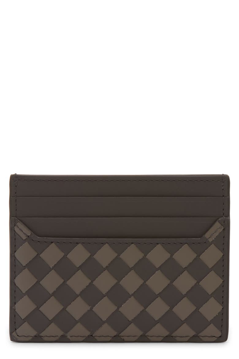 Small Intrecciato Horizontal Card Holder, Main, color, 1362 LAPILLI DRIZZLE