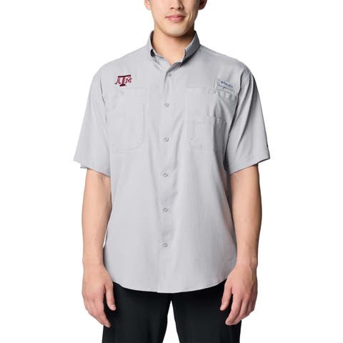 Men's Columbia Gray Texas A&M Aggies PFG Tamiami Omni-Shade Button-Down Shirt