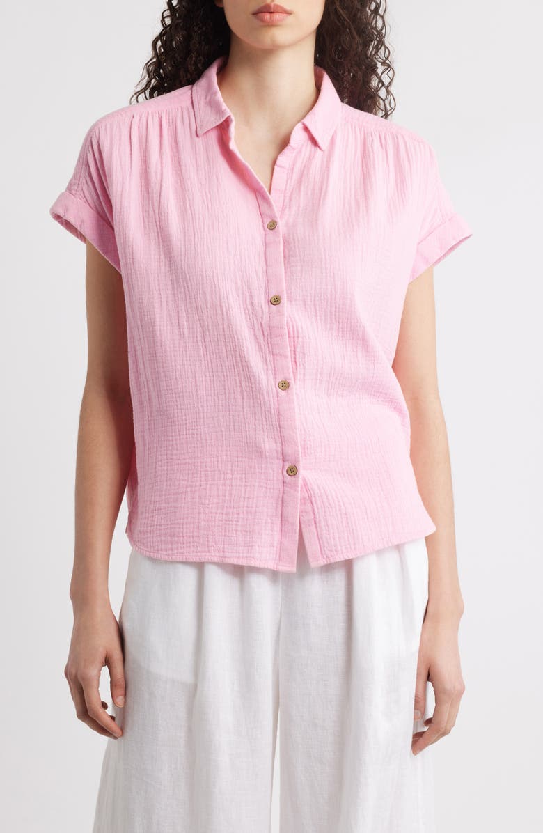 beachlunchlounge Rowan Cotton Button-Up Shirt, Main, color,