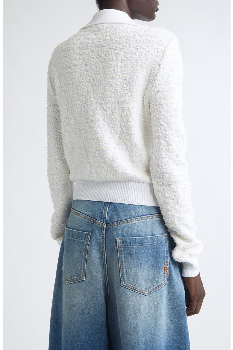 Half Zip Tweed Jacquard Sweater, Alternate, color, 0FA WHITE