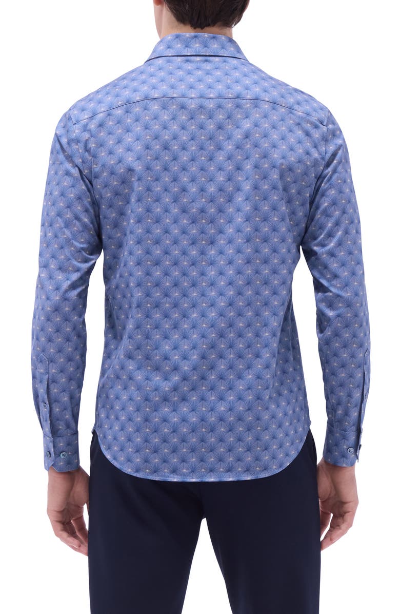 Bugatchi James OoohCotton<sup>®</sup> Leaf Print Button-Up Shirt, Alternate, color, Cobalt