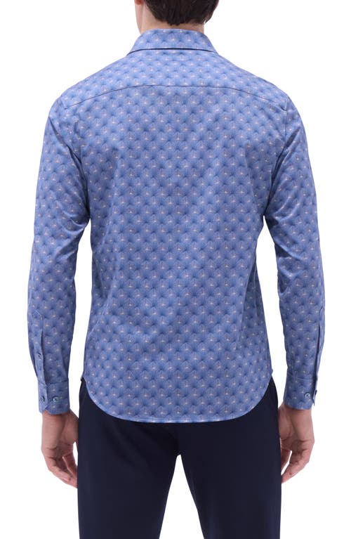 Bugatchi James Ooohcotton® Leaf Print Button-up Shirt In Cobalt