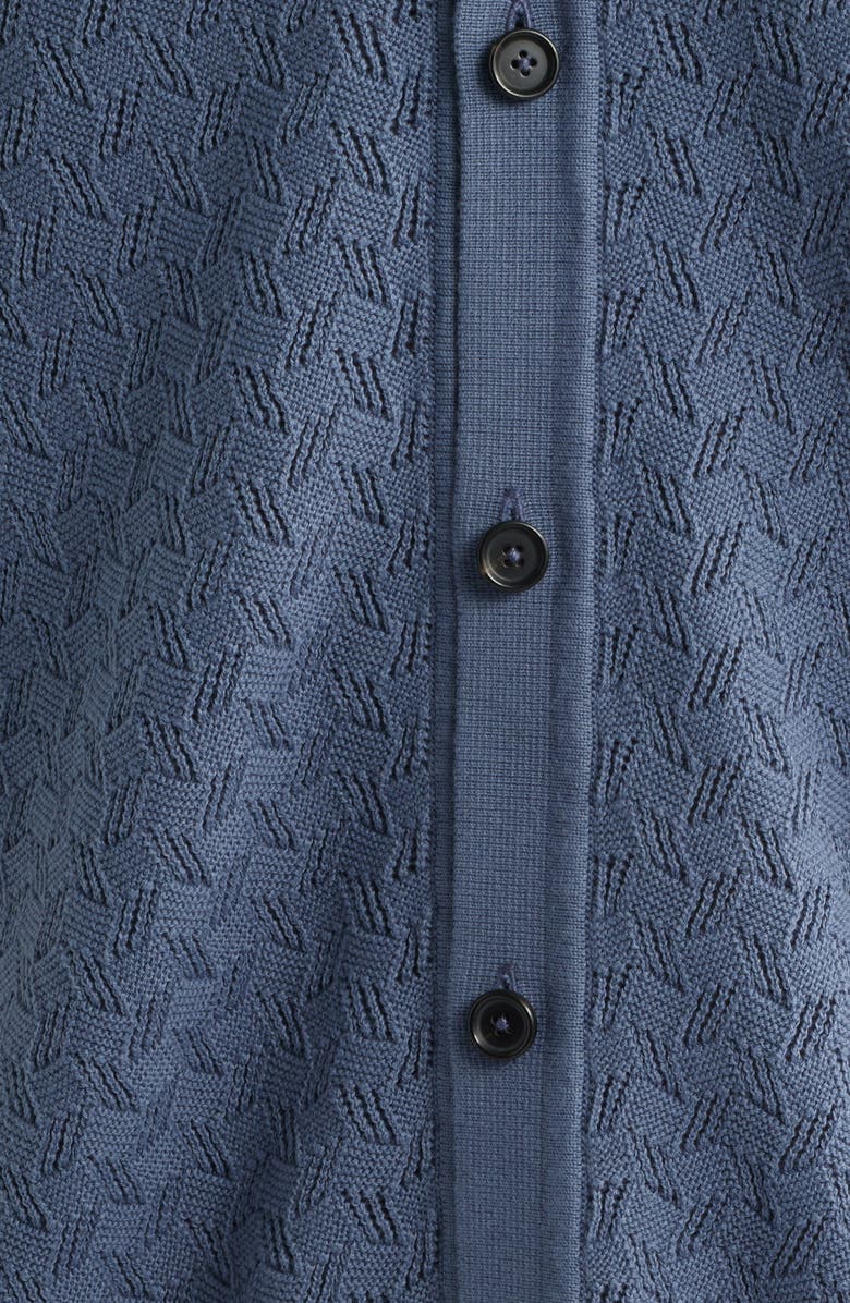 BOSS Nappo Pointelle Short Sleeve Button-Up Shirt, Alternate, color, Open Blue