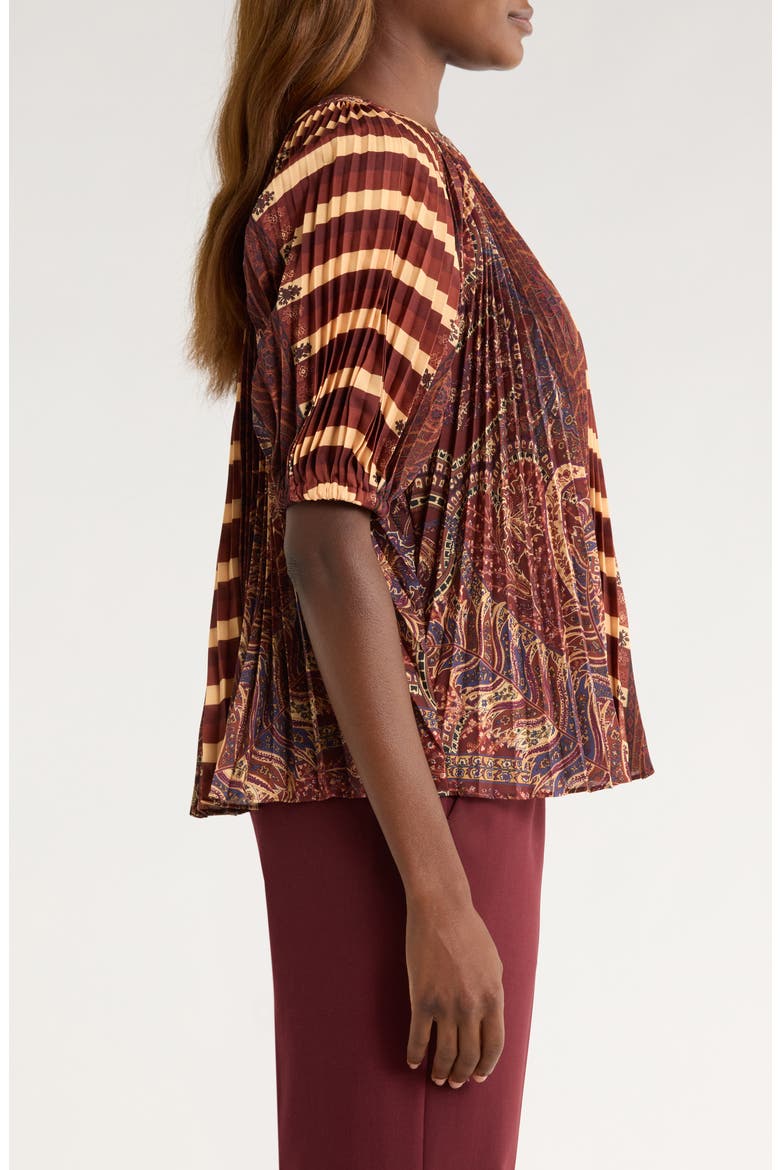 Dafne Pleated Top, Alternate, color, TOPAZ