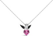 Haus of Brilliance Sterling Silver Diamond Accent & Created Pink Sapphire Angel Heart Pendant Necklace