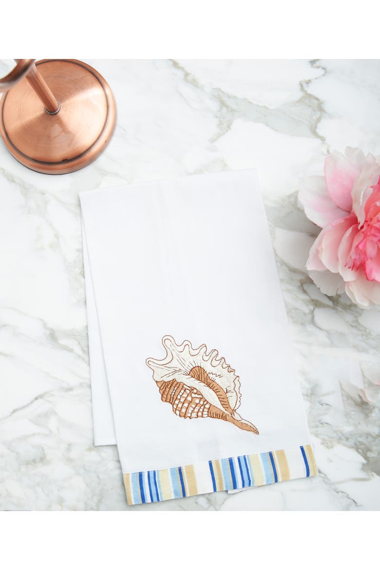 Taupe Shells Woven Kitchen Towel, Alternate, color, brown