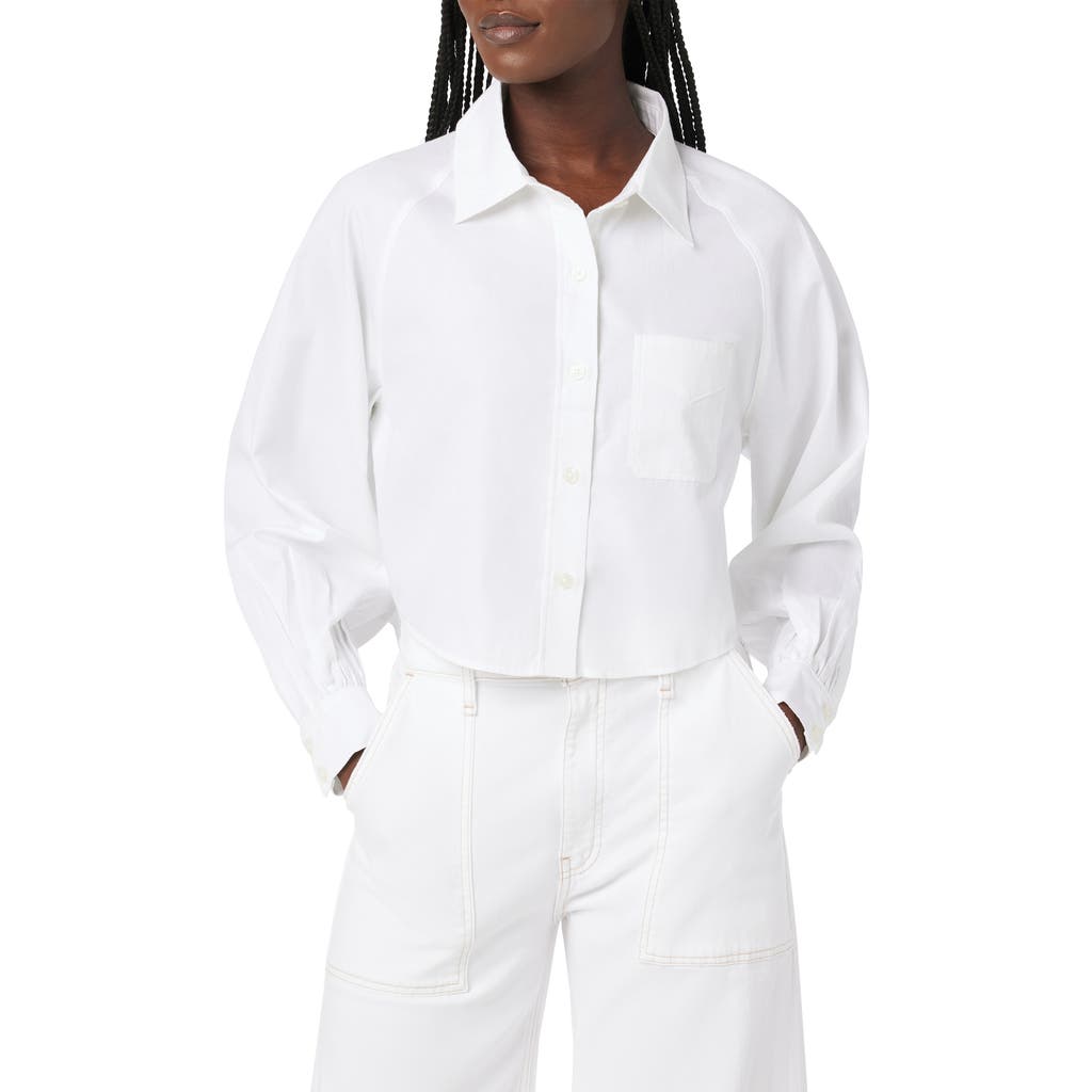 Hudson Jeans Raglan Balloon Sleeve Button-down Top In White