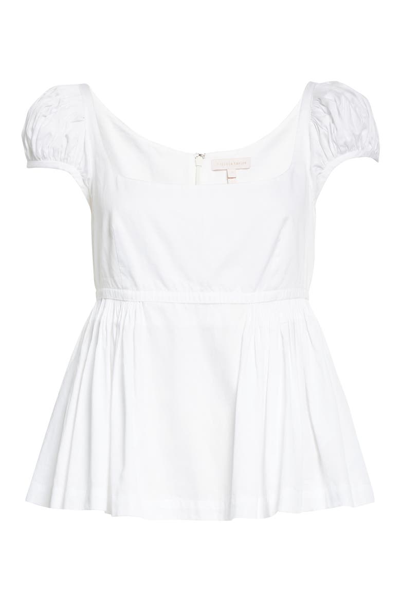 Puff Sleeve Peplum Top, Alternate, color, WAXFLOWER