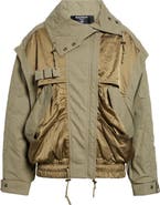 Balmain Oversize Batwing Sleeve Cotton Twill & Nylon Jacket