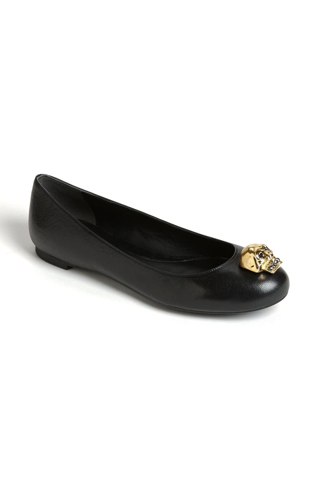 Alexander McQueen Skull Ballet Flat, Main, color, BLACK