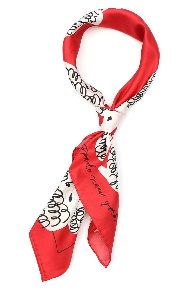 Kate Spade New York poodles silk square scarf, Alternate, color, 