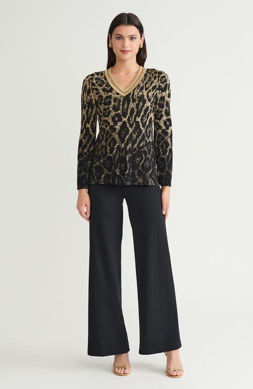 Ming Wang Metallic Leopard Jacquard Tunic In Multi