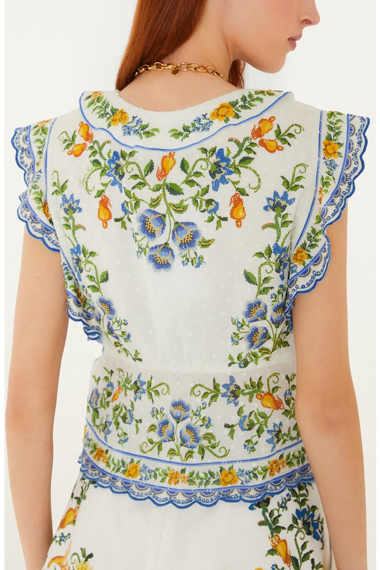 Emily Floral Deep V-neck Tie Front Top, Alternate, color, OFF-WHITE