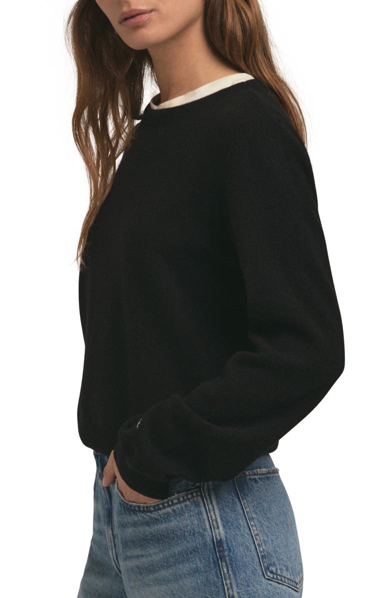 Favorite Daughter Cashmere Crewneck Sweater, Alternate, color, Black