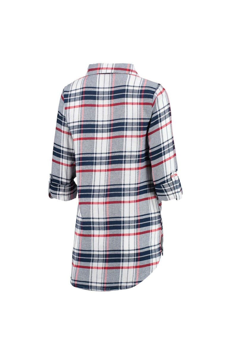 CONCEPTS SPORT Women's Concepts Sport Navy/Red New England Patriots Accolade Flannel Long Sleeve Button-Up Nightshirt, Alternate, color, Navy