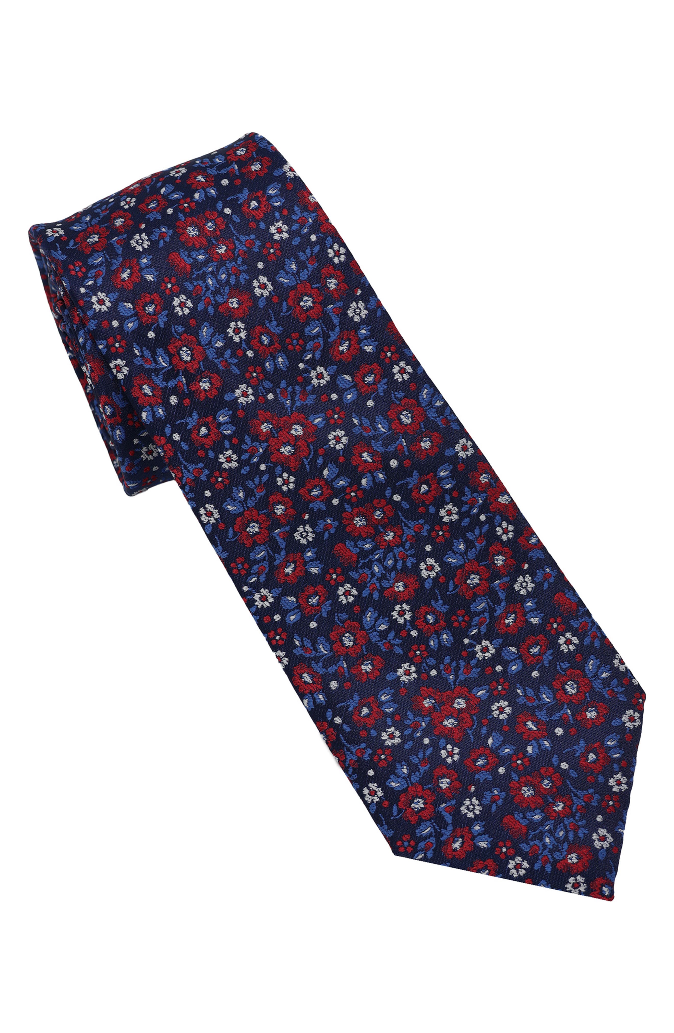 Ben Sherman Floral Jacquard Slim Tie In Black