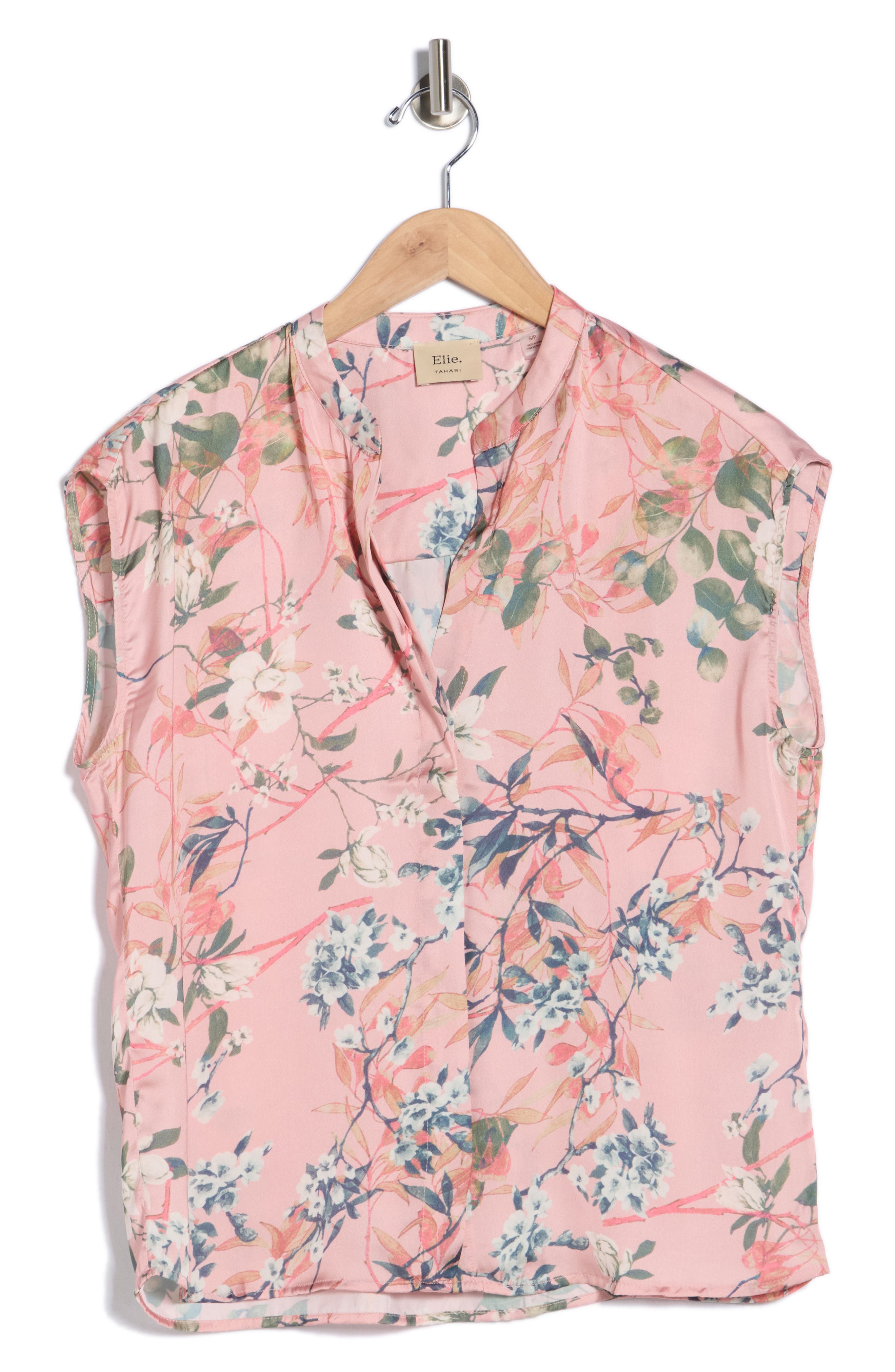 ELIE ELIE TAHARI Floral Sleeveless Button-Up Top