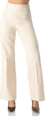 IVONNE Wide-Leg Textured Trousers with Side Zipper