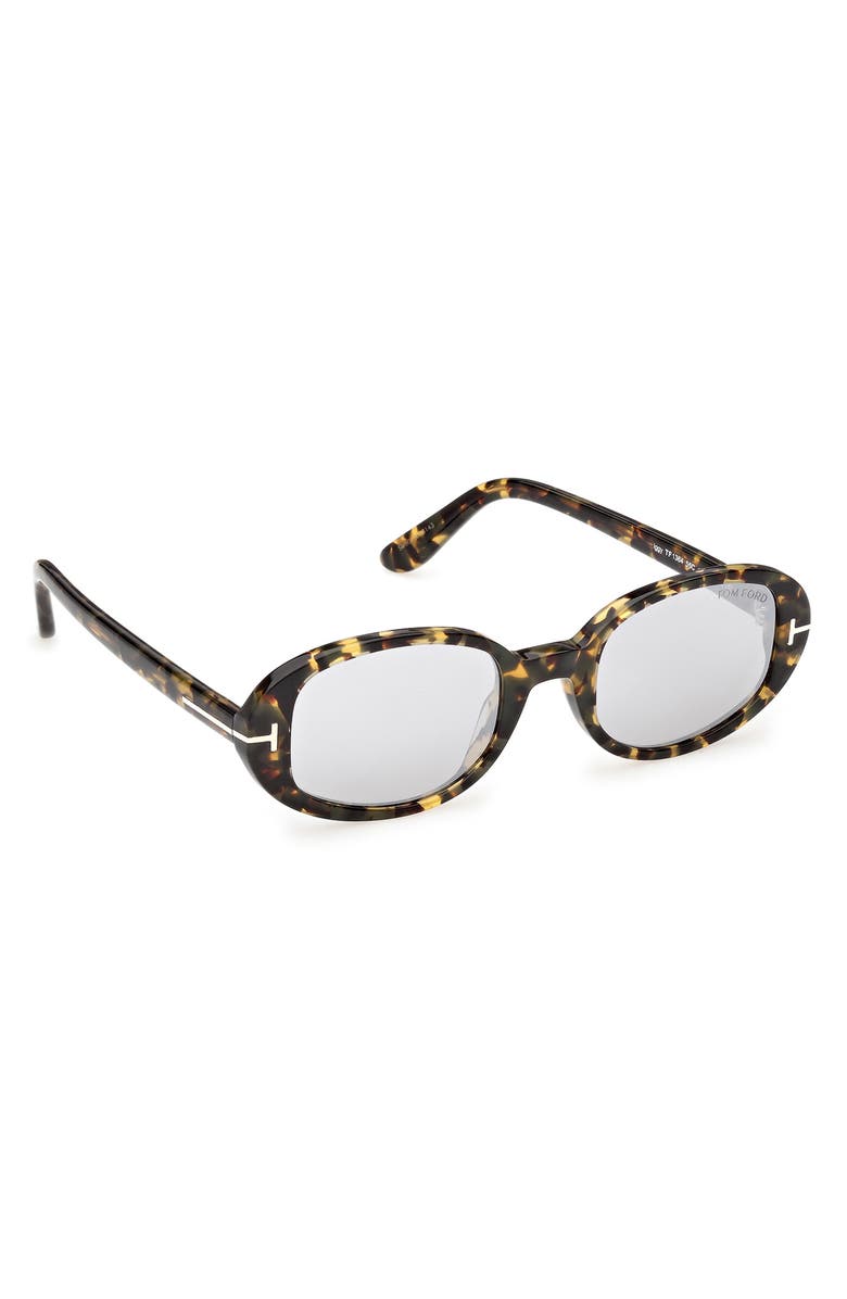 TOM FORD 49mm Small Iggy Oval Sunglasses, Alternate, color, Tortoise Shell Havana / Mirror