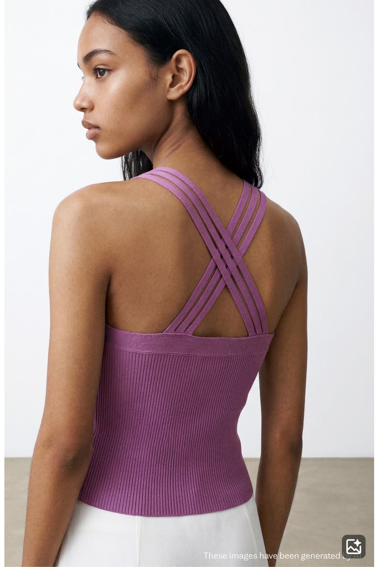 Cutout Knit Halter Top, Alternate, color, PURPLE