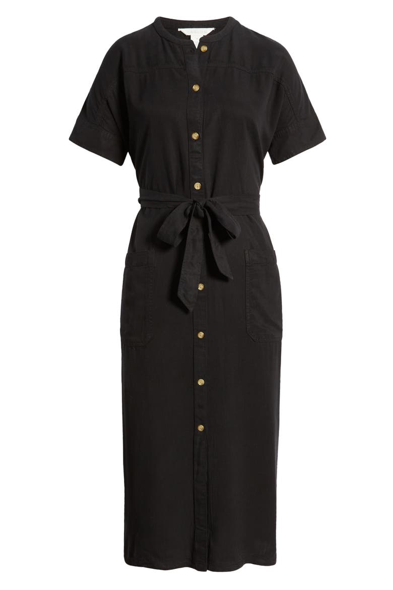 Tie Waist Shirtdress, Alternate, color, BLACK