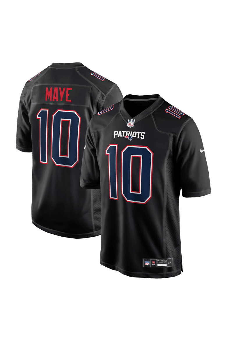 Men's Nike Drake Maye Carbon Black New England Patriots Fashion Game Jersey, Main, color, Black