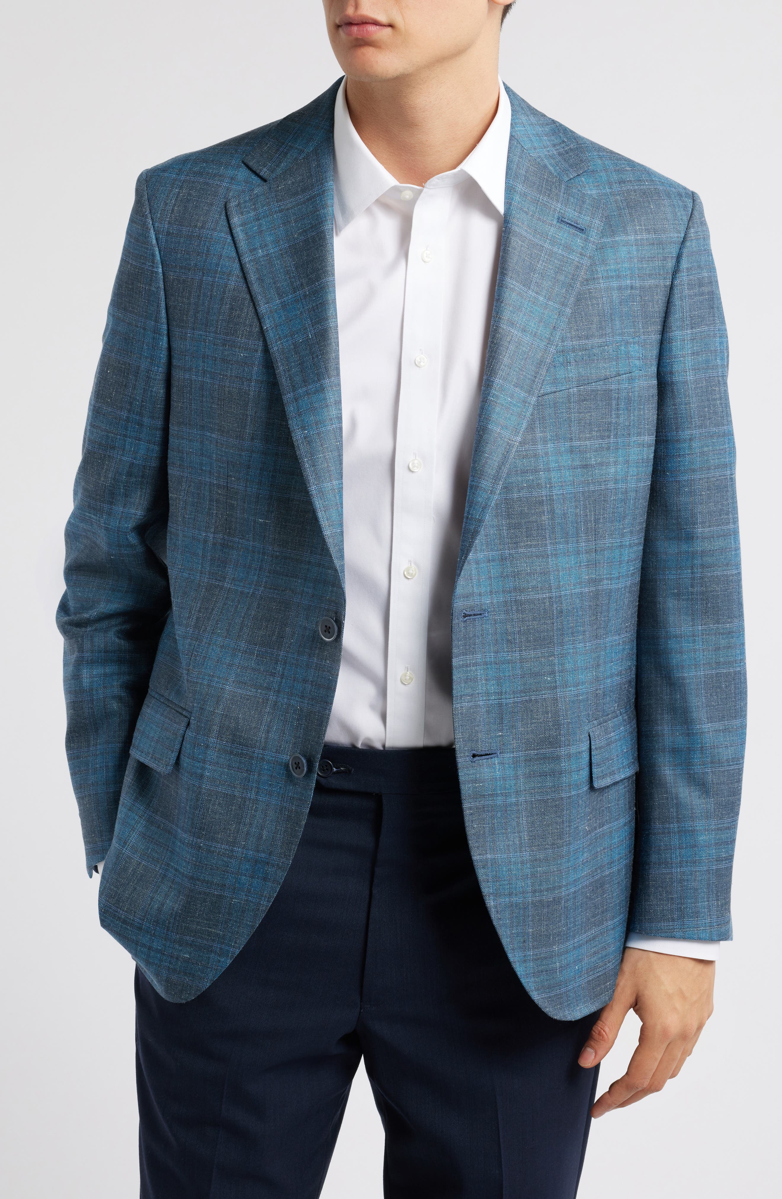 Peter Millar Hyperlight Soft Plaid Wool & Silk Blend Sport Coat