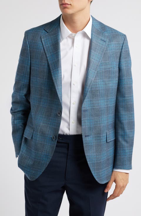 Hyperlight Soft Plaid Wool & Silk Blend Sport Coat (Regular & Big)