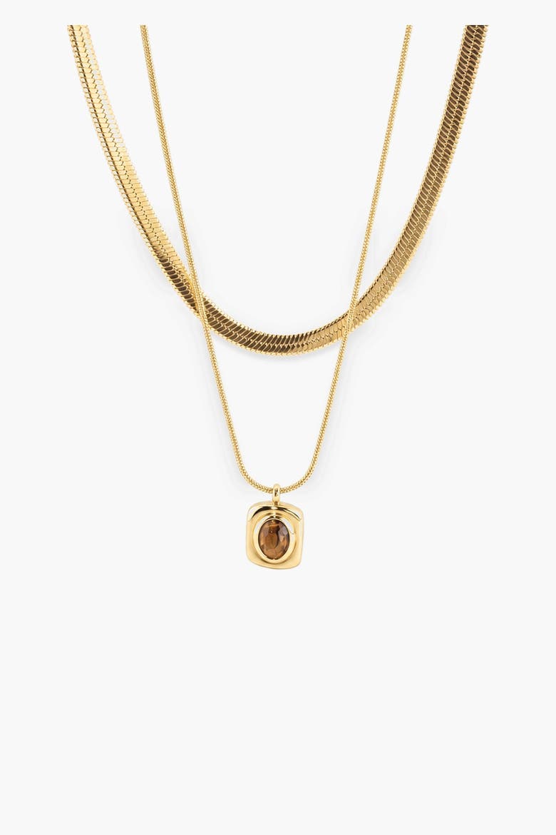 Eve Layered Necklace - Tiger's Eye, Main, color, Gold With Tiger's Eye