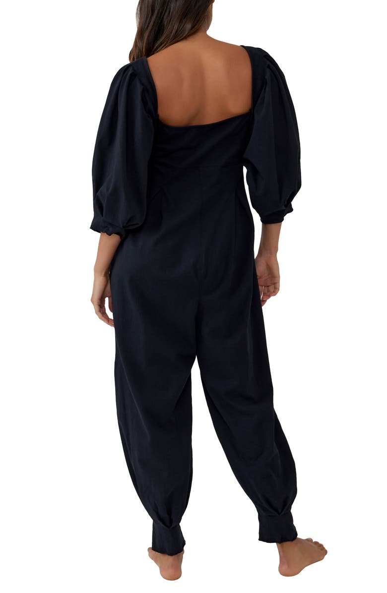 Free People Lotta Love Balloon Sleeve Cotton Jersey Jumpsuit, Alternate, color, 