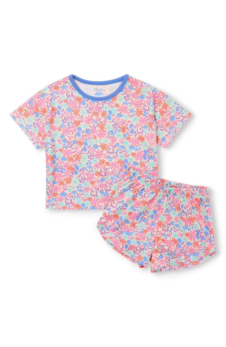 Hatley Kids' Whimsical Flowers Two-Piece Short Pajamas, Main, color, Blue