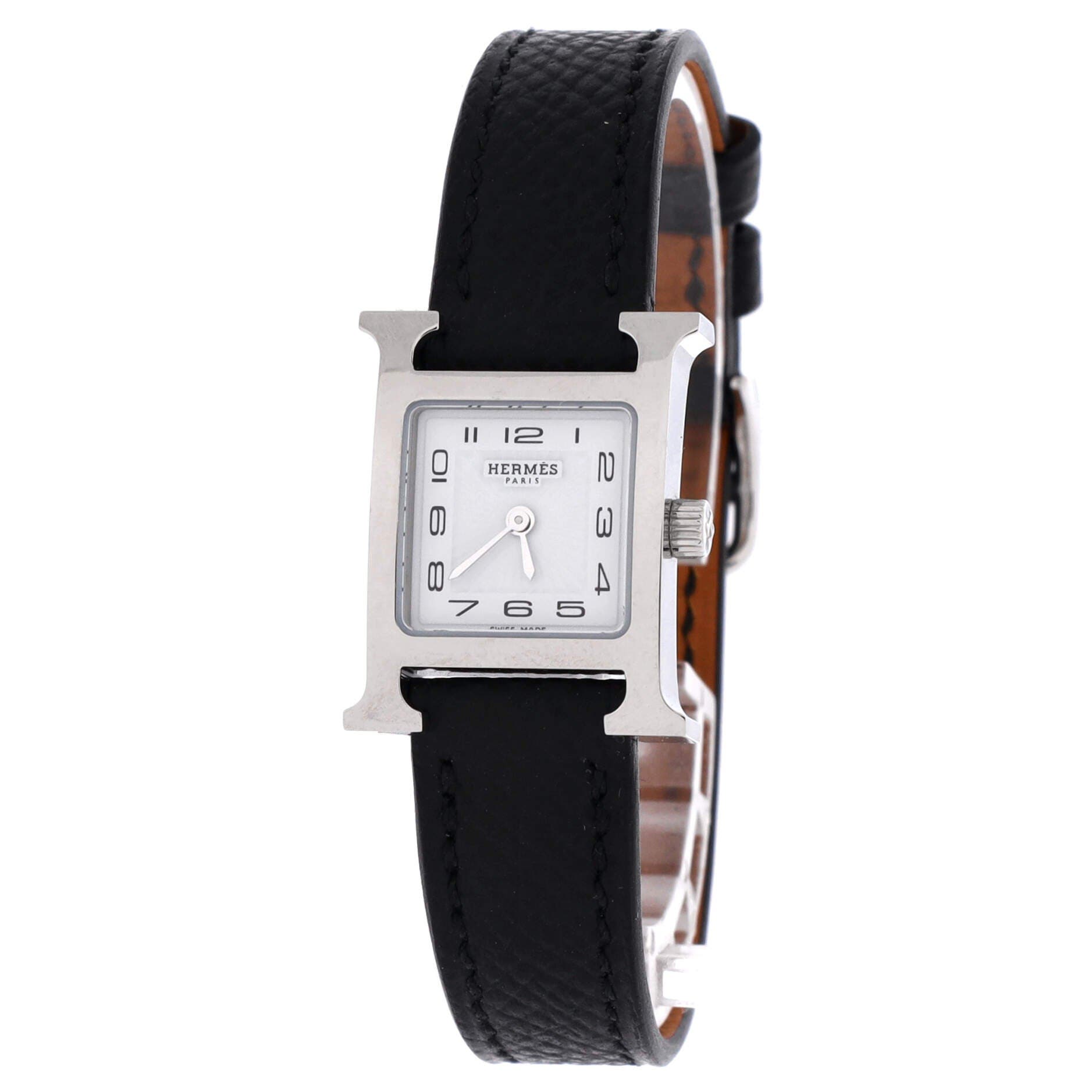 Heure H Quartz Watch Stainless Steel and Leather 17, Alternate, color, Black