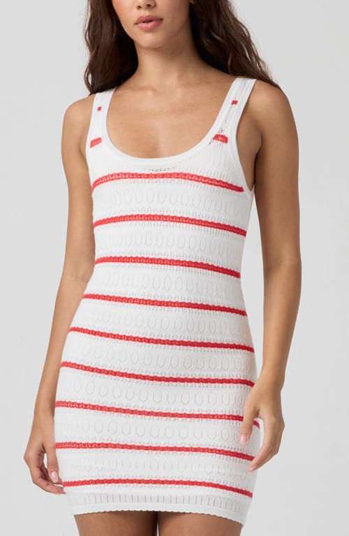 Florence By Mills Stripe Pointelle Stitch Minidress In White
