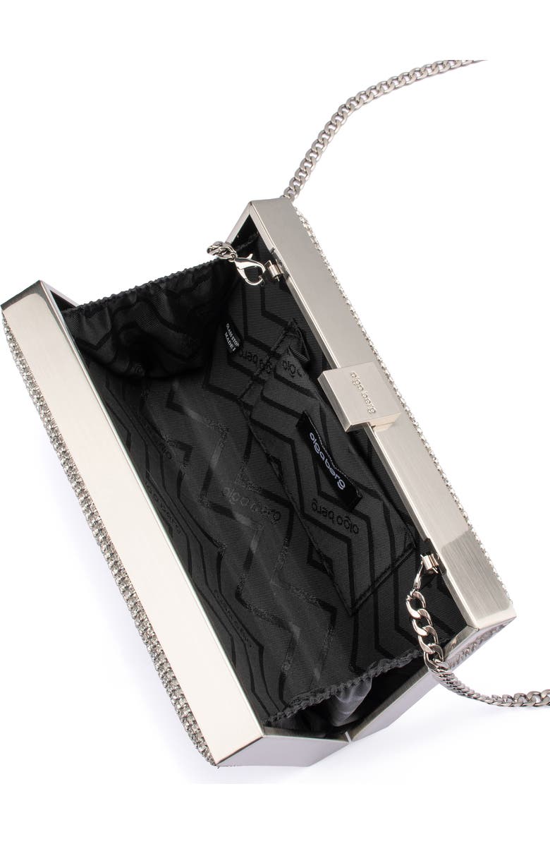 Olga Berg Stef Crystal Box Frame Clutch, Alternate, color, Silver