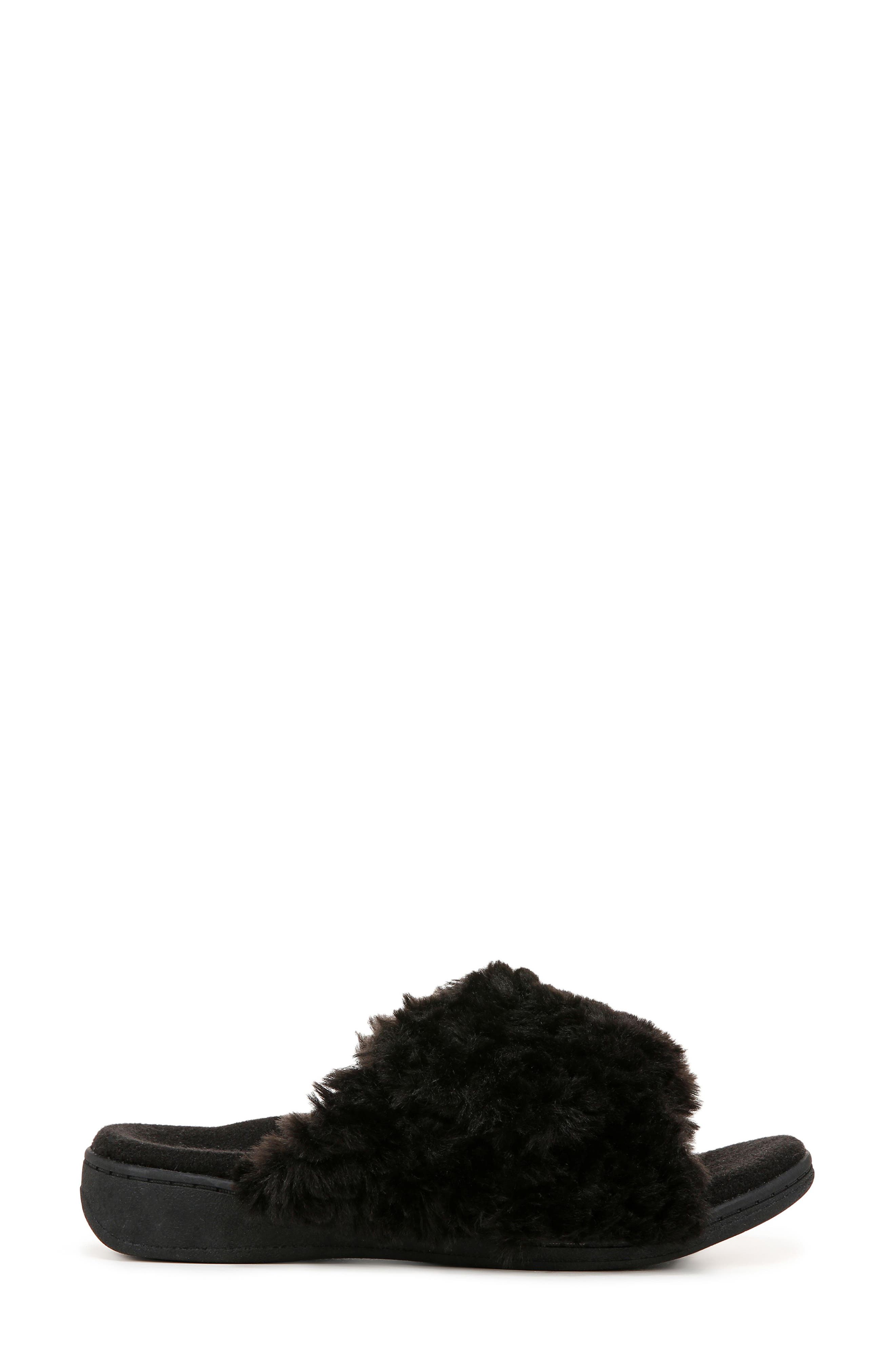 Relax II Plush Slide Sandal, Alternate, color, BLACK